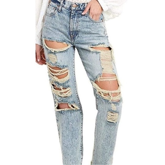 ALICE + OLIVIA Amazing High Rise Disressed Boyfriend Jeans In Wildfire SIZE 25 - Picture 1 of 16